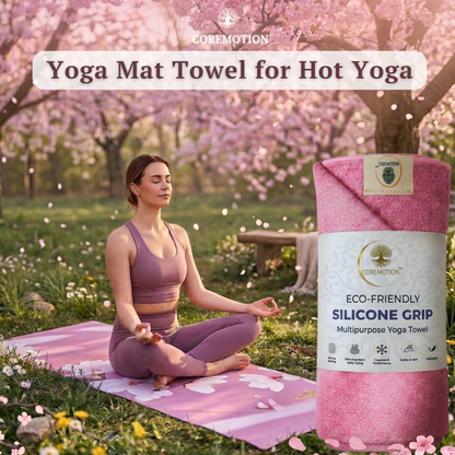 COREMOTION Non-Slip Hot Yoga Mat Towel (72" x 26.5") + FREE 60-Day Yoga Practice Journal (Pink)