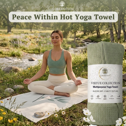 COREMOTION Non-Slip Hot Yoga Mat Towel (72" x 26.5") + FREE 60-Day Yoga Practice Journal (Pink)