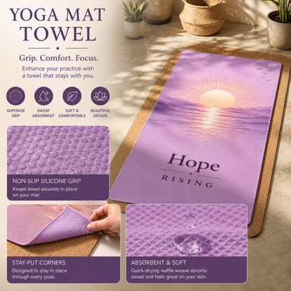 COREMOTION Hot Yoga Towel, Peace Within, Microfiber, 24" x 72", Super Absorbent, Anti-Slip, Waffle Material