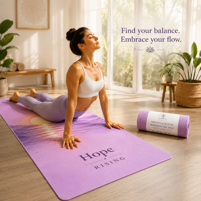 COREMOTION Hot Yoga Towel, Peace Within, Microfiber, 24" x 72", Super Absorbent, Anti-Slip, Waffle Material