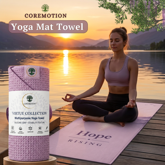 COREMOTION Hot Yoga Towel, Peace Within, Microfiber, 24" x 72", Super Absorbent, Anti-Slip, Waffle Material