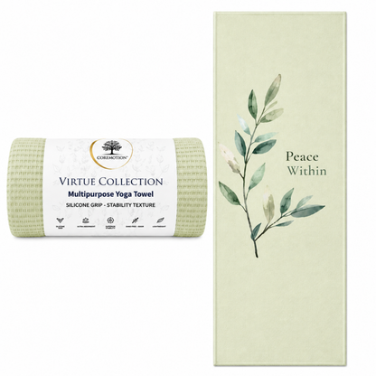 COREMOTION Hot Yoga Mat Towel, Peace Within, Microfiber, 24" x 72", Super Absorbent, Anti-Slip, Waffle Material