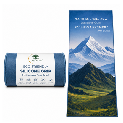 Mountain Non Slip Yoga Towel – Microfiber, Silicone Grip, (72"x 26.5")