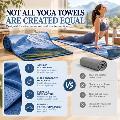 Mountain Non Slip Yoga Towel – Microfiber, Silicone Grip, (72"x 26.5")