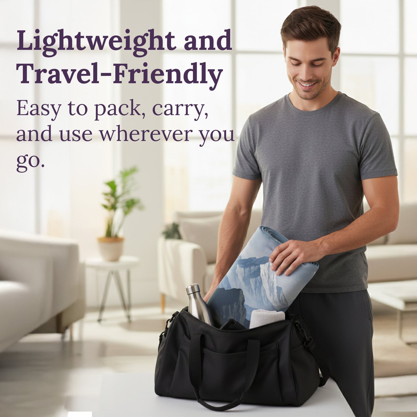 Mountain Non Slip Yoga Towel – Microfiber, Silicone Grip, (72"x 26.5")