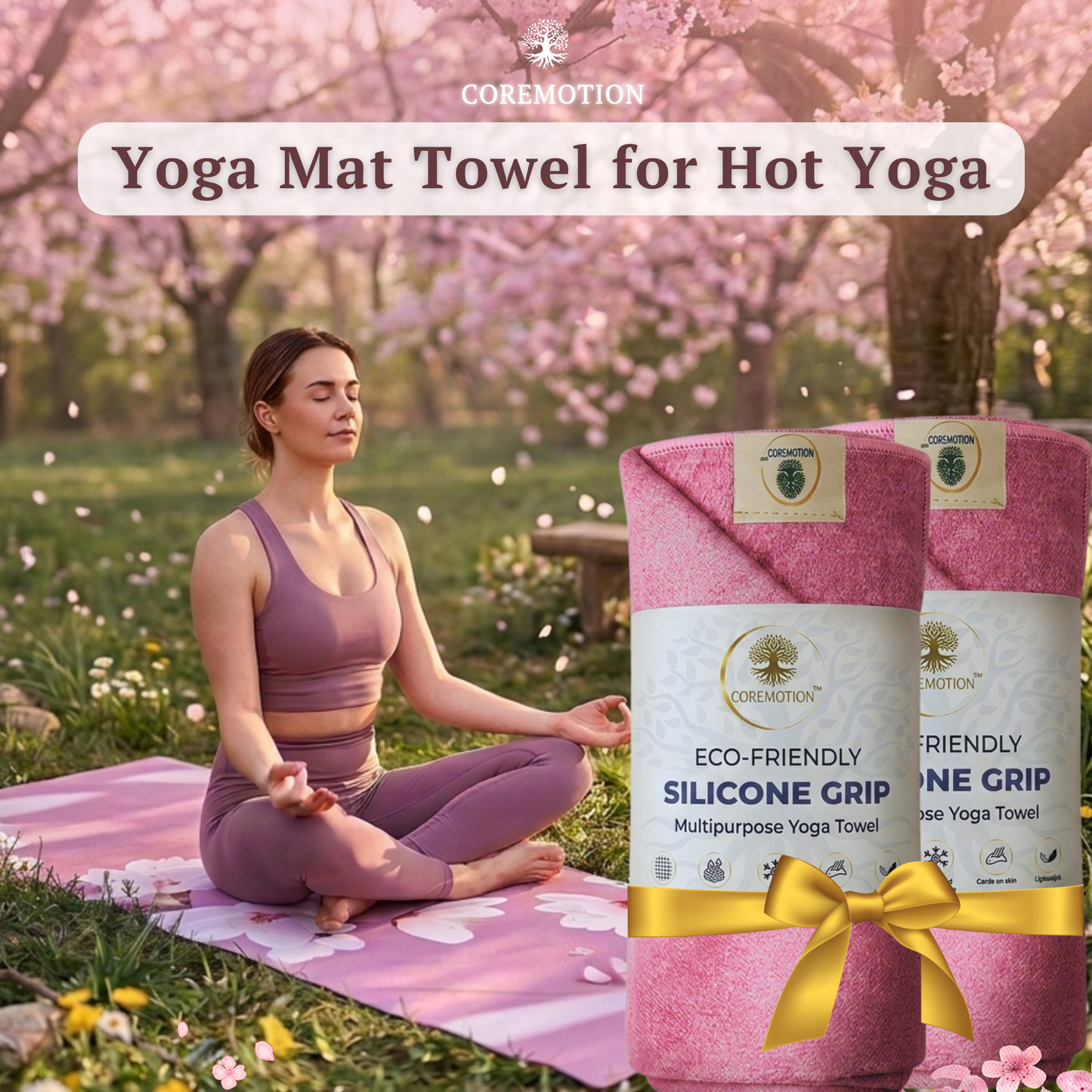 Pack of 2 - Yoga Mat Towel for Hot Yoga Non Slip (72"x26.5")