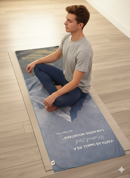Mountain Non Slip Yoga Towel – Microfiber, Silicone Grip, (72"x 26.5")