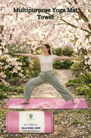 Yoga Mat Towel for Hot Yoga Non Slip (72"x26.5") - Cherry Blossom