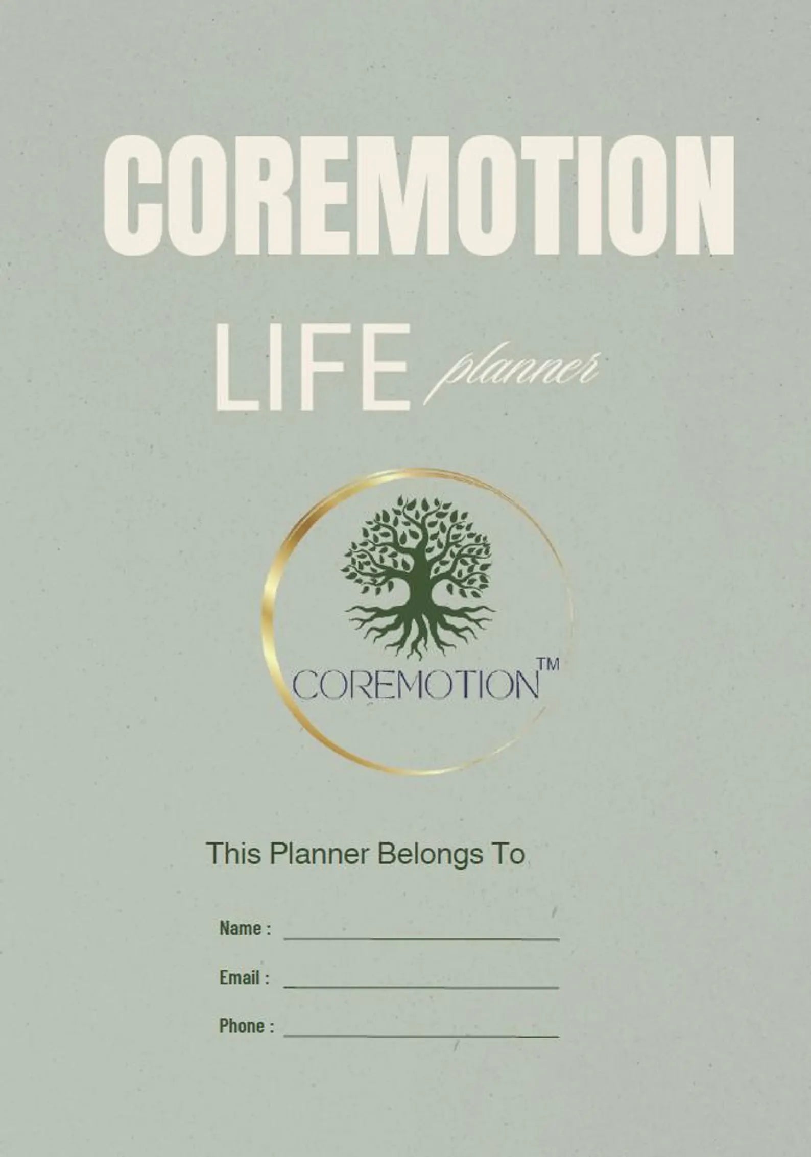 COREMOTION Life Planner Journal featuring daily planning, goal setting, habit tracking