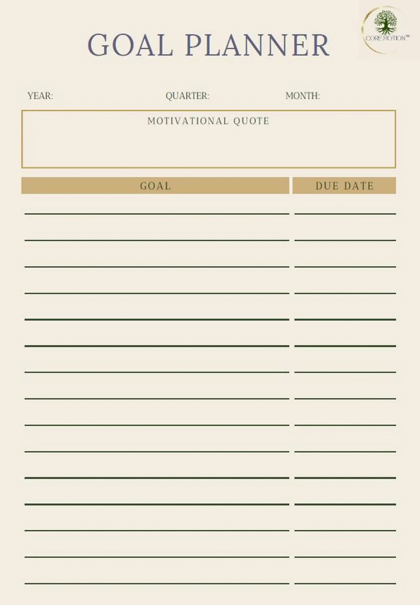 COREMOTION Life Planner Journal for daily organization and goal achievement