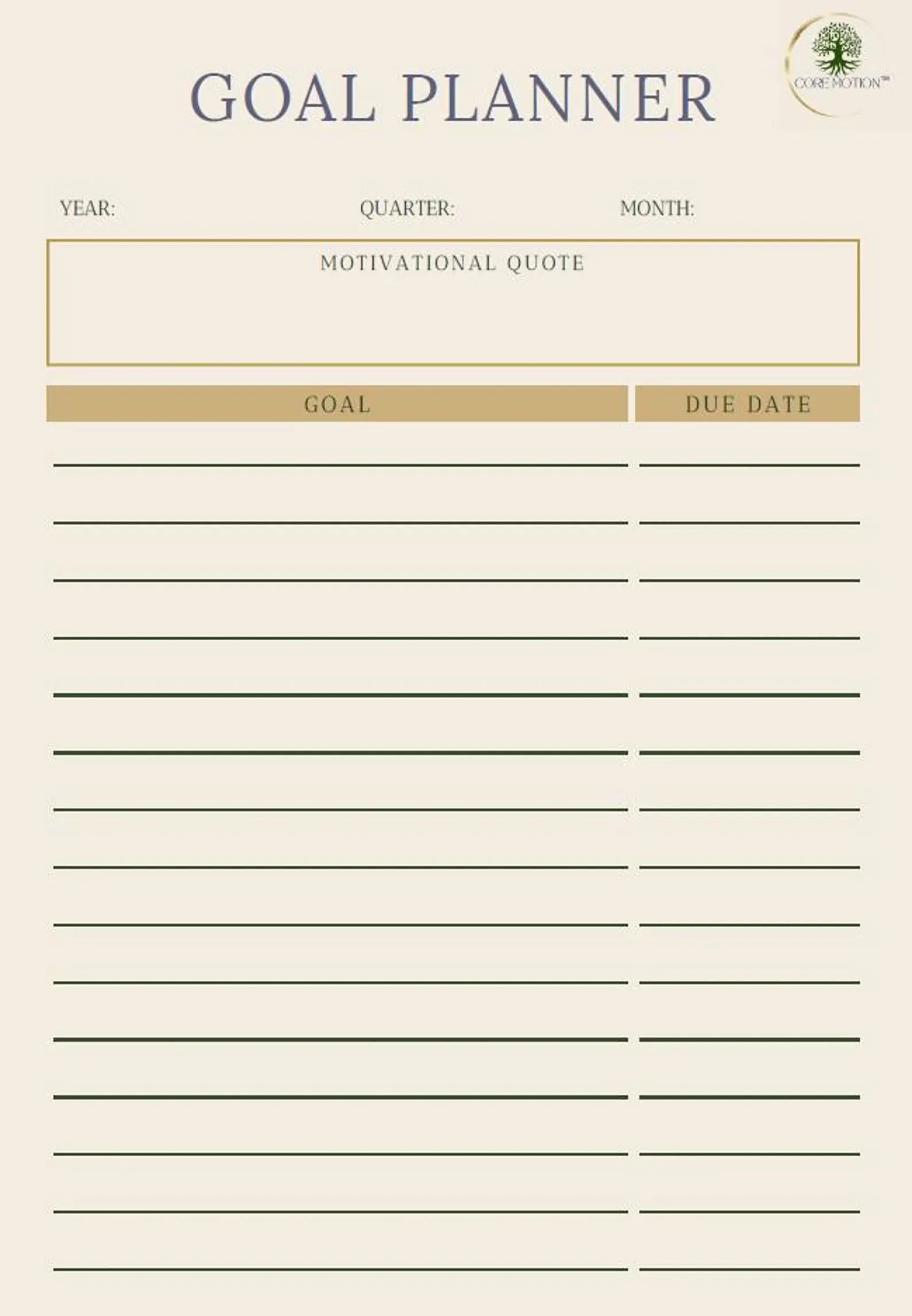 COREMOTION Life Planner Journal for daily organization and goal achievement