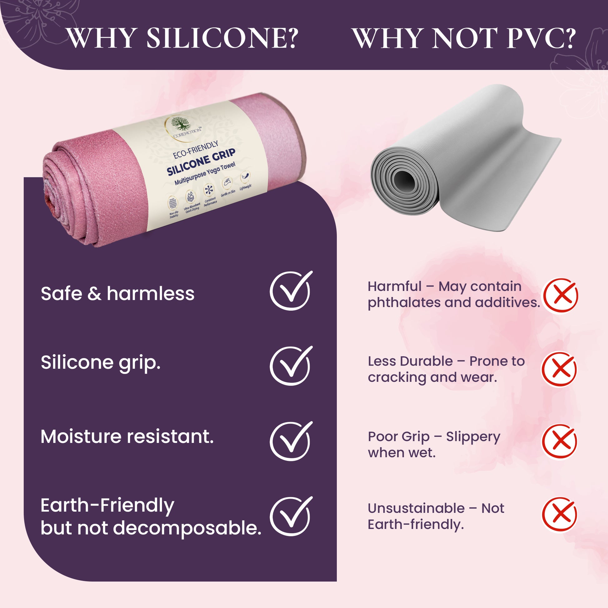 Lightweight sustainable yoga mat designed for home workouts and studio practice
