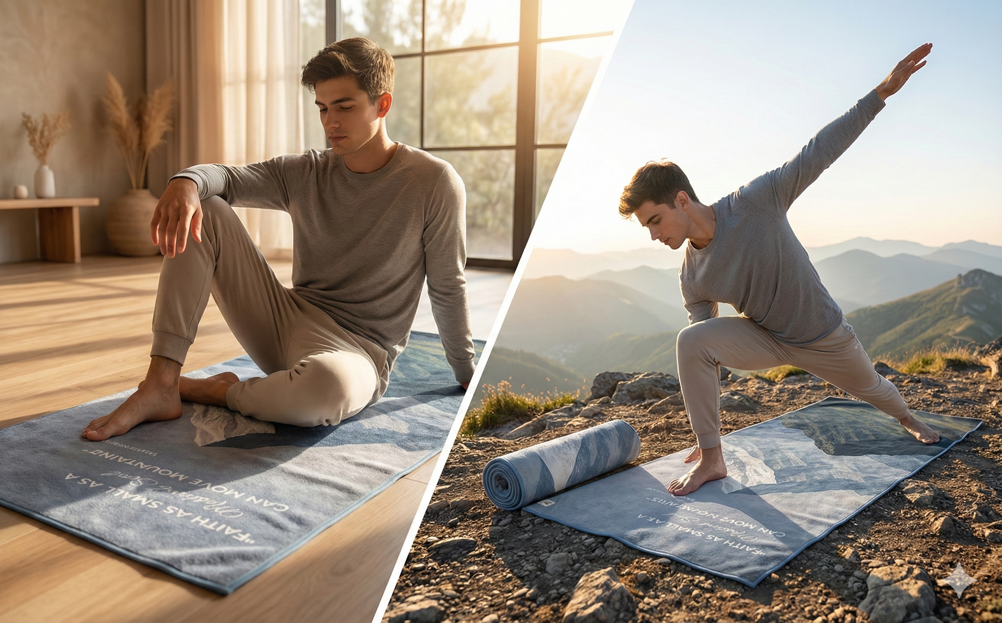 Hot yoga towel that absorbs sweat and stays securely in place