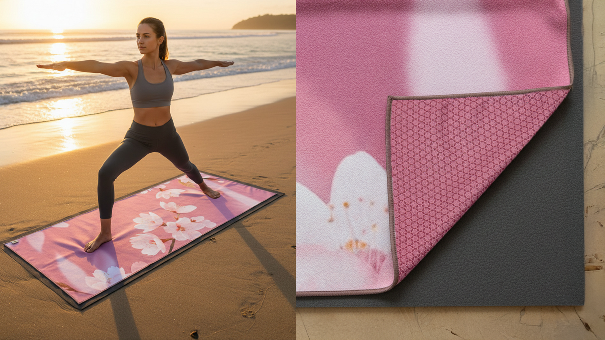 Travel-friendly yoga towel with moisture control performance